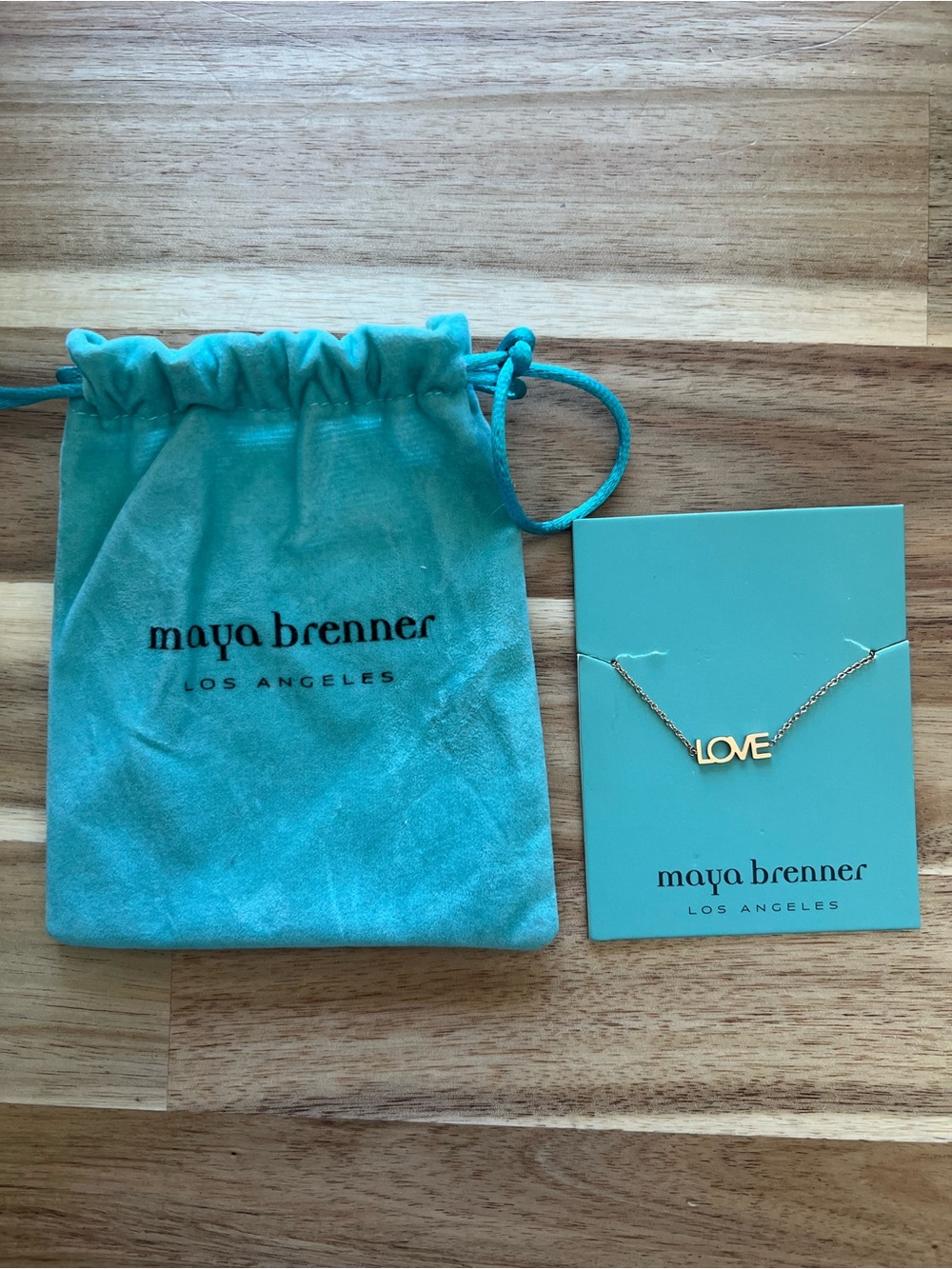 New Maya Brenner Gold Toned LOVE Pendant bracelet  - Turquoise Packaging
